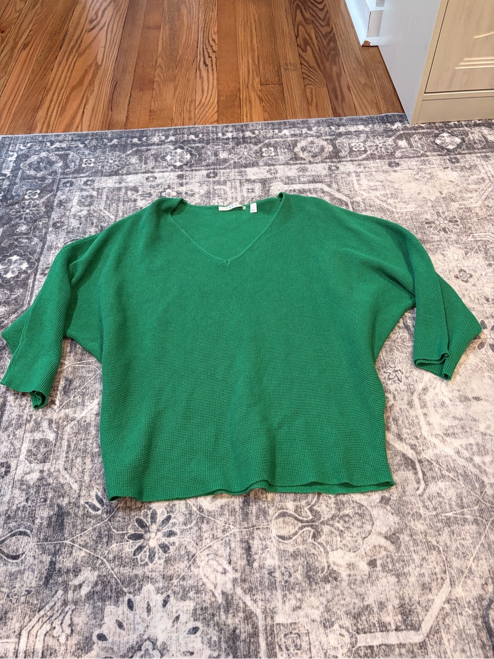 Cyrus Bright Green V-Neck Boxy Knit Sweater